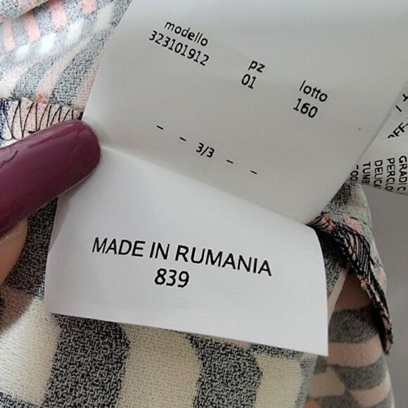 MARELLA Rina Pleated A-Line Geometric Print Dress Black Orange Medium - Picture 8 of 16